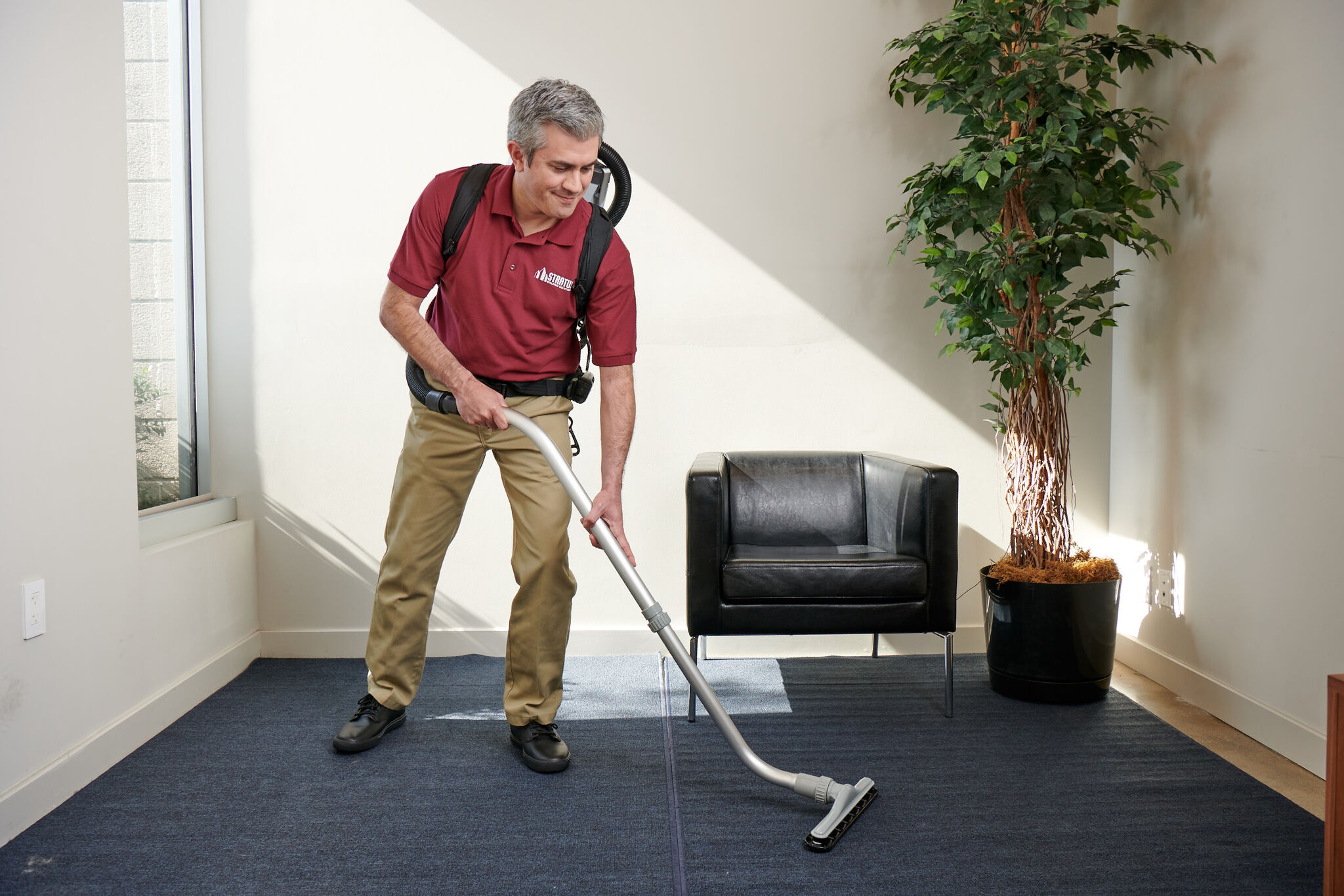 Professional carpet cleaning in progress
